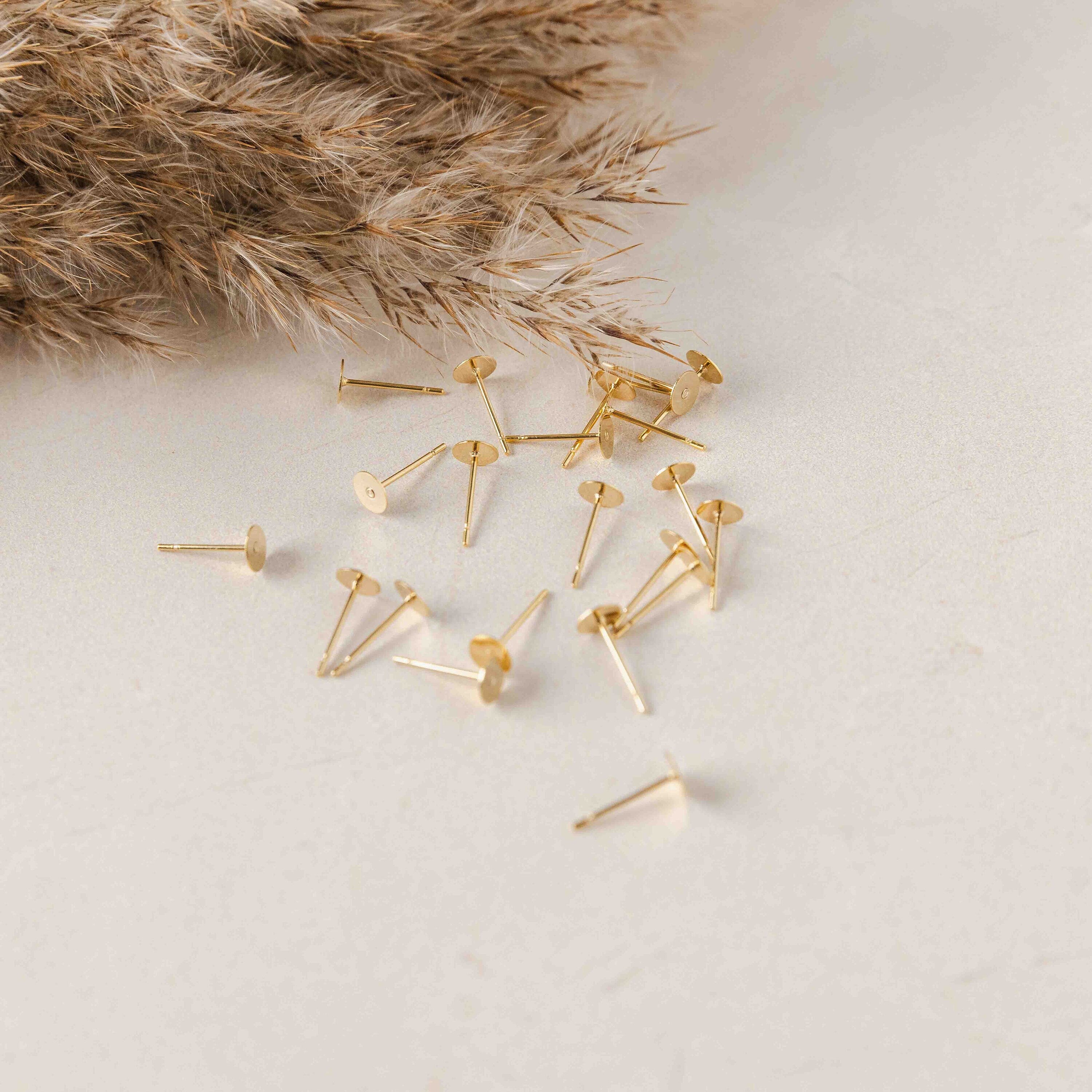 Bulk 5mm Gold Stainless Steel Regular Flat Pad Earring Posts, 100 Piec ...