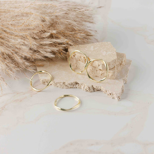30mm Gold Circle Alloy Twisted Linking Rings, 10 Pieces