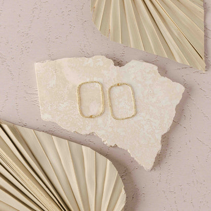34mm Hammered Gold Rectangle Brass Charm with Hole, 10 Pieces