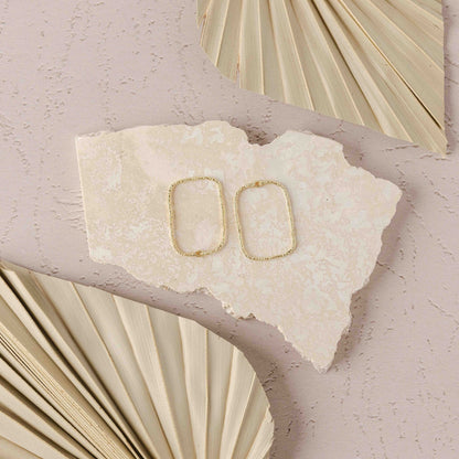 34mm Hammered Gold Rectangle Brass Charm with Hole, 10 Pieces