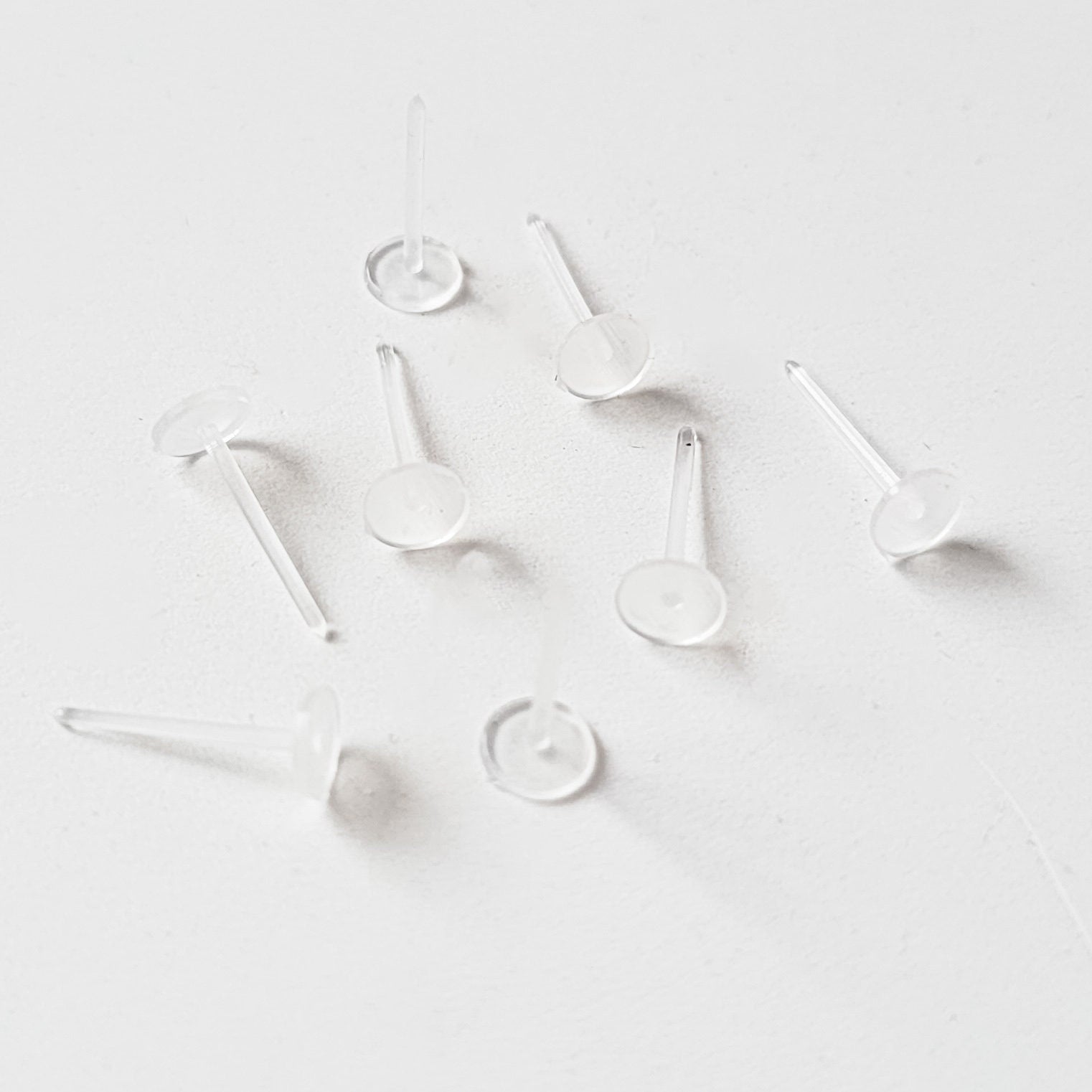 3mm Clear Plastic Flat Pad Earring Posts, 100 Pieces, Plastic #5 ...