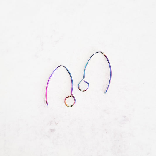 Rainbow Large Loop V Ear Wires (5mm Surgical Stainless Steel Marquise Hooks), 20 Pieces