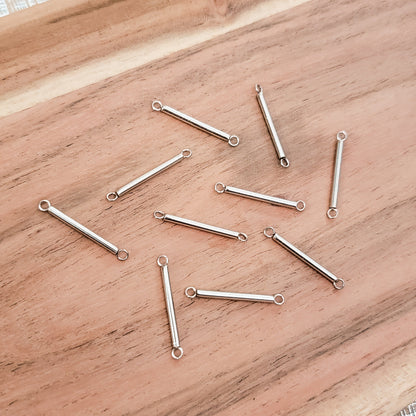 26mm Silver Stainless Steel Bar Link Connectors, 10 Pieces, Connector #95