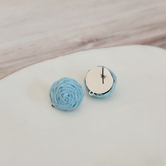 Sky Blue 14mm Raffia Small Stud Topper, 1 Pair, Stud #149