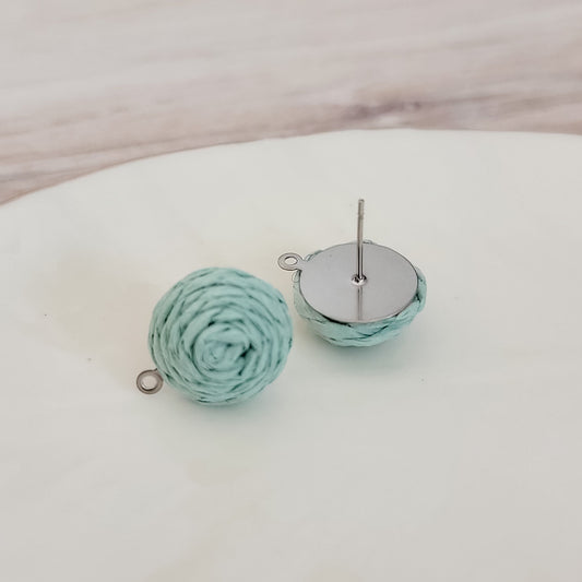 Mint 14mm Raffia Small Stud Topper, 1 Pair, Stud #154