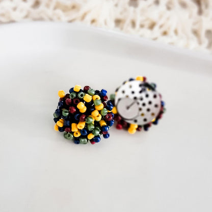 NEW - Autumn Mix 15mm Small Seed Bead Topper, 1 Pair, Seed Bead #84