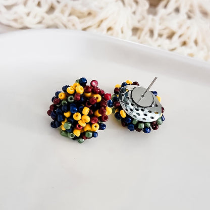 NEW - Autumn Mix 15mm Small Seed Bead Topper, 1 Pair, Seed Bead #84