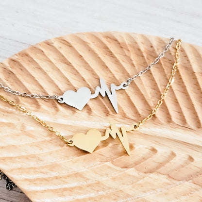 Heartbeat Necklace (Silver or Gold), 1 Total, Metal Blank #90