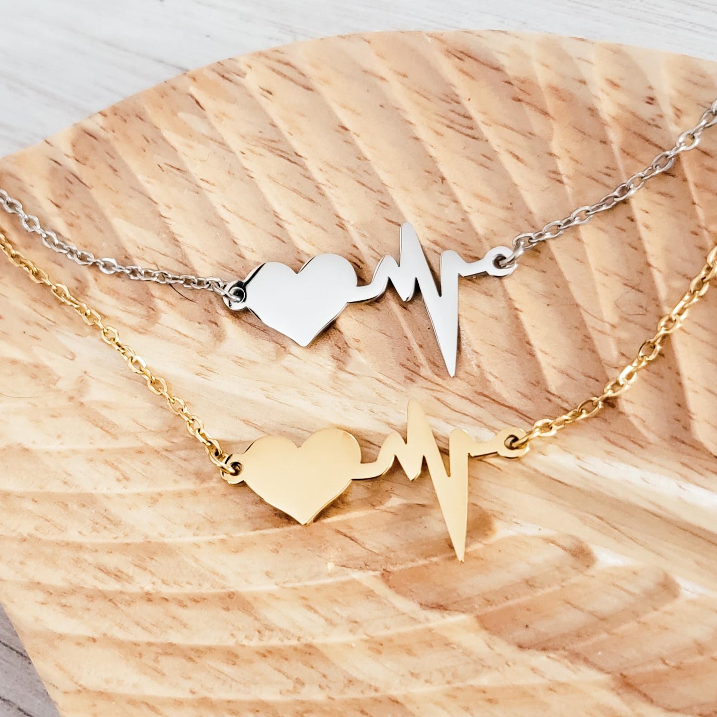 Heartbeat Necklace (Silver or Gold), 1 Total, Metal Blank #90