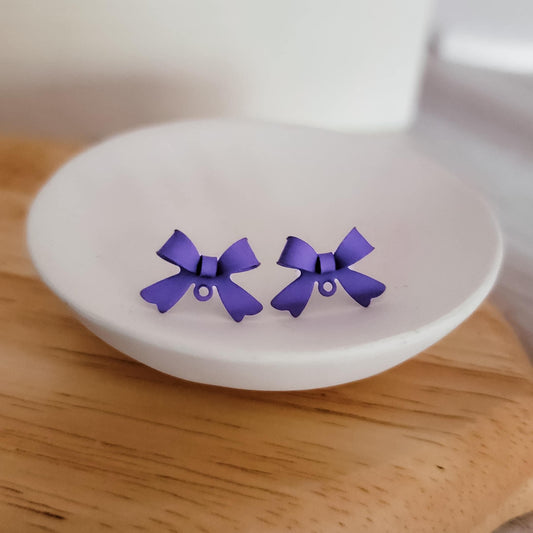 Medium Purple Stainless Steel Bow Stud Connector, 10 Pieces, Bow #7