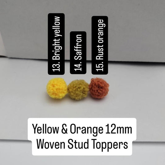 Yellow & Orange Woven 12mm Stud Topper (Choice of Color), 3 Pairs, Stud #120-122