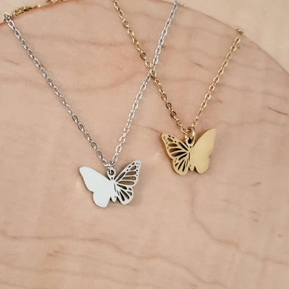 Filigree Butterfly Necklace (Silver or Gold), 1 Total, Metal Blank #125