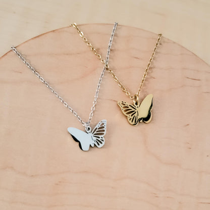 Filigree Butterfly Necklace (Silver or Gold), 1 Total, Metal Blank #125