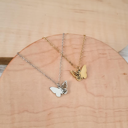 Filigree Butterfly Necklace (Silver or Gold), 1 Total, Metal Blank #125