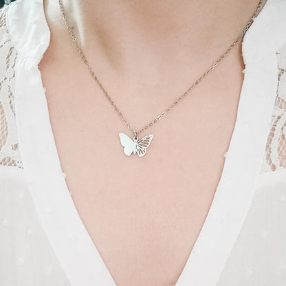 Filigree Butterfly Necklace (Silver or Gold), 1 Total, Metal Blank #125