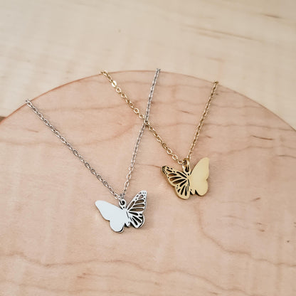 Filigree Butterfly Necklace (Silver or Gold), 1 Total, Metal Blank #125