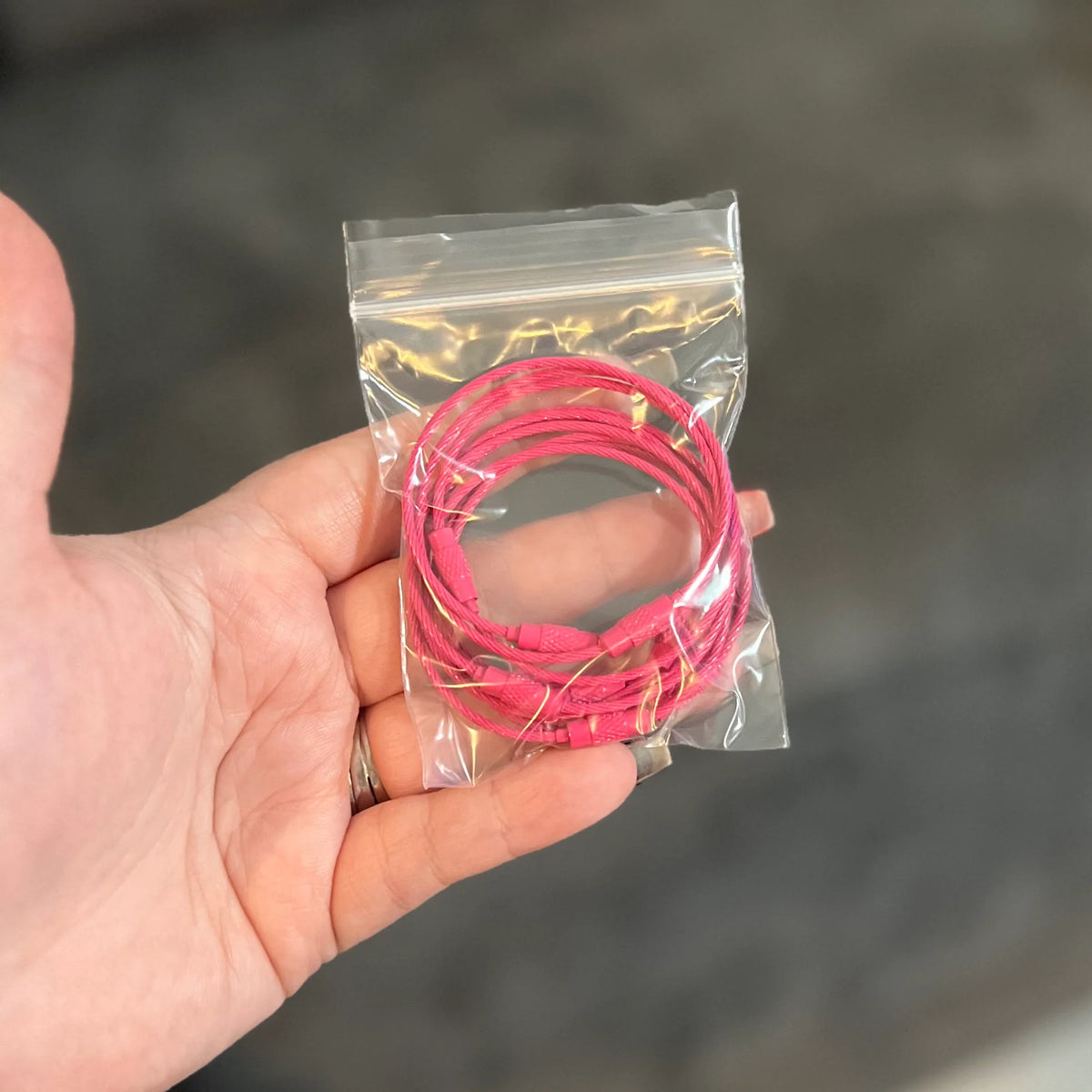 Light Pink Wire Cable Keychain Thingie, 10 Pieces, KT# 28