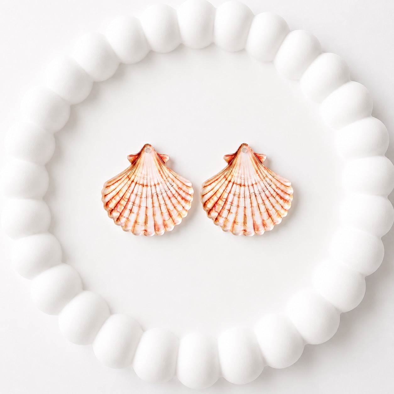 Coral Scalloped Shell Earring Blank (1 Pair), Acrylic Print & Cut, Laser Blank #51