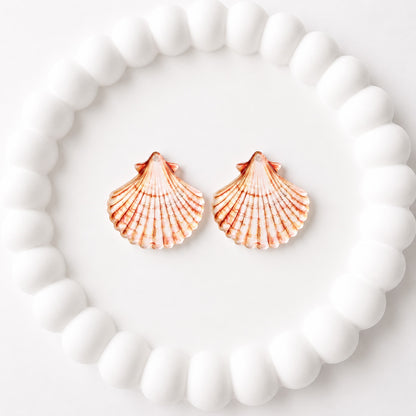 Coral Scalloped Shell Earring Blank (1 Pair), Acrylic Print & Cut, Laser Blank #51