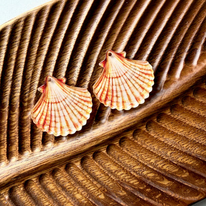 Coral Scalloped Shell Earring Blank (1 Pair), Acrylic Print & Cut, Laser Blank #51