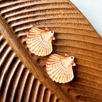 Coral Scalloped Shell Earring Blank (1 Pair), Acrylic Print & Cut, Laser Blank #51