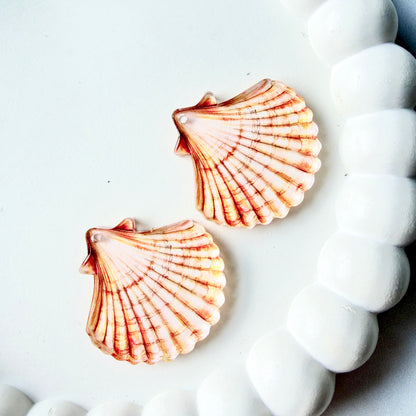 Coral Scalloped Shell Earring Blank (1 Pair), Acrylic Print & Cut, Laser Blank #51