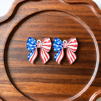 Petite Patriotic Bow Earring Blank (1 Pair), Acrylic Print & Cut, Laser Blank #55