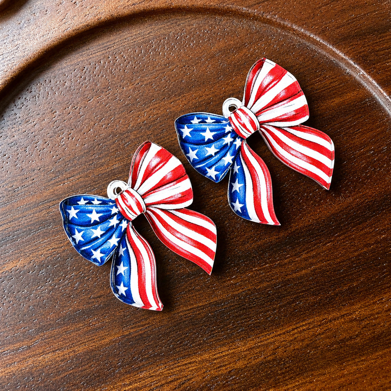 Petite Patriotic Bow Earring Blank (1 Pair), Acrylic Print & Cut, Laser Blank #55