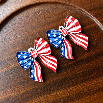 Petite Patriotic Bow Earring Blank (1 Pair), Acrylic Print & Cut, Laser Blank #55