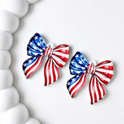 Petite Patriotic Bow Earring Blank (1 Pair), Acrylic Print & Cut, Laser Blank #55