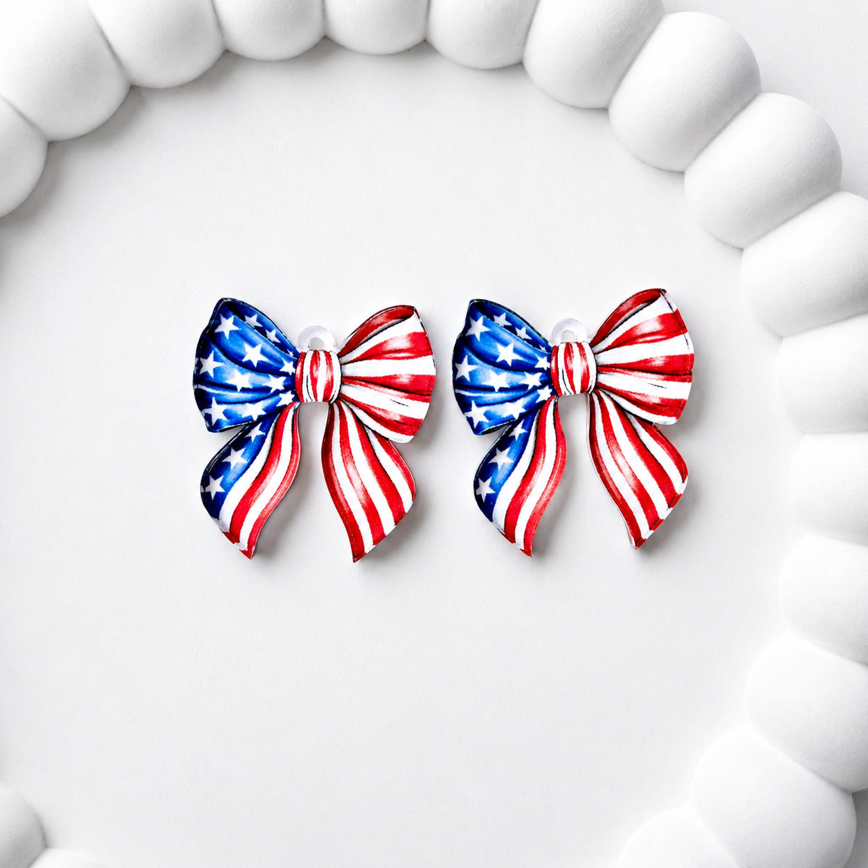 Petite Patriotic Bow Earring Blank (1 Pair), Acrylic Print & Cut, Laser Blank #55