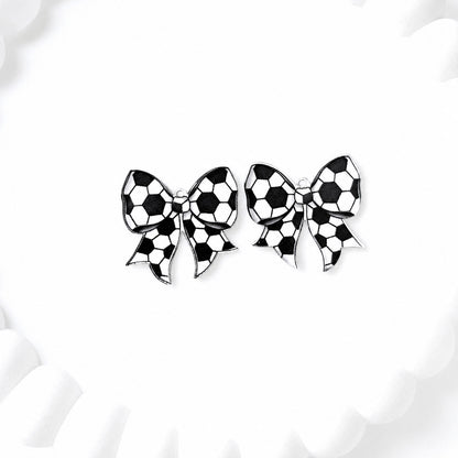 Petite Soccer Statement Bow Earring Blank (1 Pair), Acrylic Print & Cut, Laser Blank #33