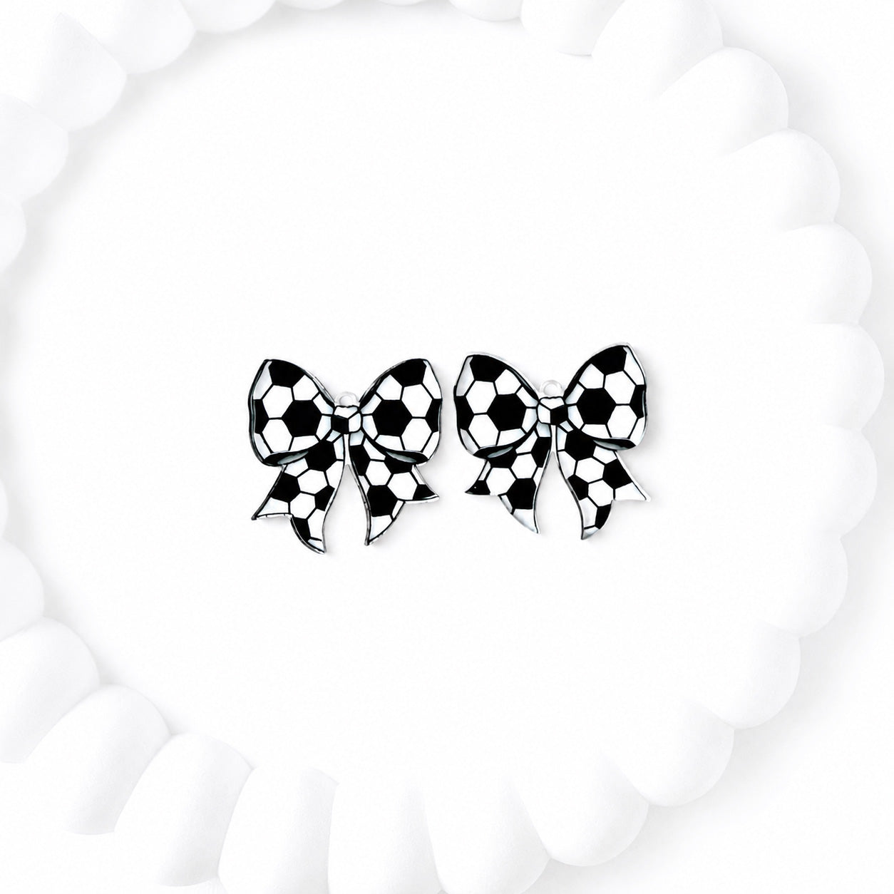 Petite Soccer Statement Bow Earring Blank (1 Pair), Acrylic Print & Cut, Laser Blank #33