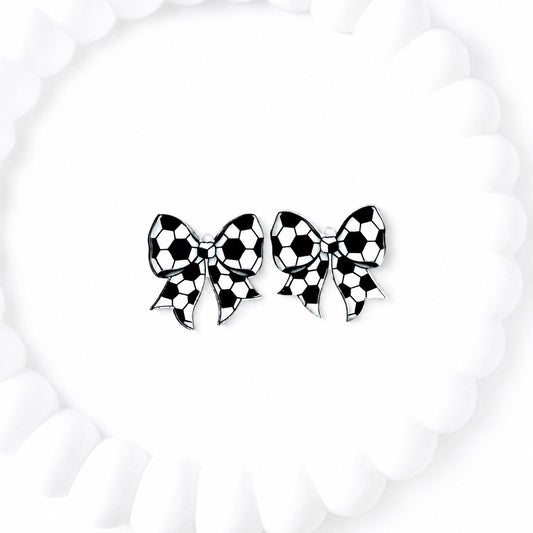 Petite Soccer Statement Bow Earring Blank (1 Pair), Acrylic Print & Cut, Laser Blank #33