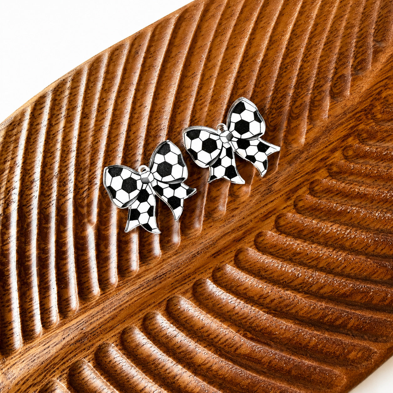 Petite Soccer Statement Bow Earring Blank (1 Pair), Acrylic Print & Cut, Laser Blank #33