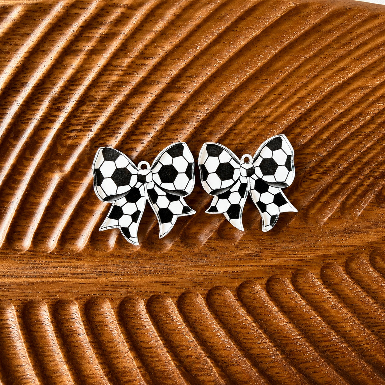 Petite Soccer Statement Bow Earring Blank (1 Pair), Acrylic Print & Cut, Laser Blank #33