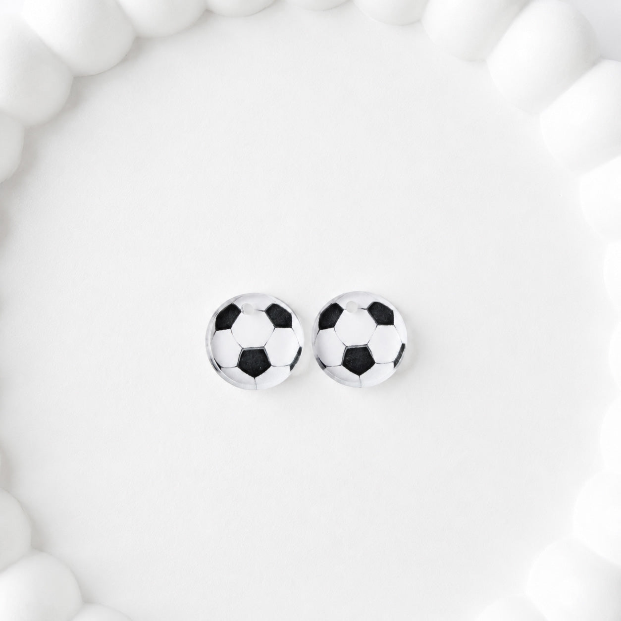 Soccer One-Hole Stud Connector Blank (5 Pairs), Acrylic Print & Cut, Laser Blank #42