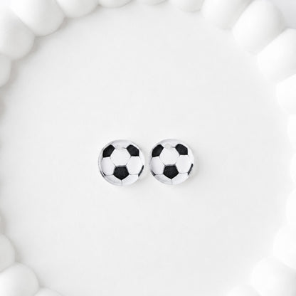 Soccer One-Hole Stud Connector Blank (5 Pairs), Acrylic Print & Cut, Laser Blank #42