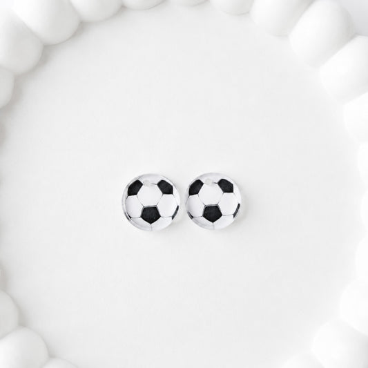 Soccer One-Hole Stud Connector Blank (5 Pairs), Acrylic Print & Cut, Laser Blank #42