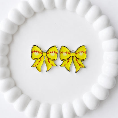 Petite Softball Statement Bow Earring Blank (1 Pair), Acrylic Print & Cut, Laser Blank #31