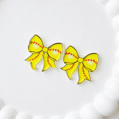 Petite Softball Statement Bow Earring Blank (1 Pair), Acrylic Print & Cut, Laser Blank #31
