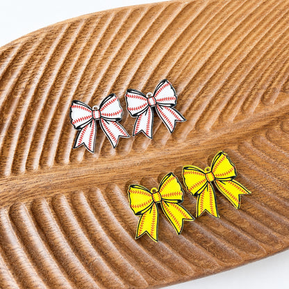Petite Softball Tailored Bow Earring Blank (1 Pair), Acrylic Print & Cut, Laser Blank #36