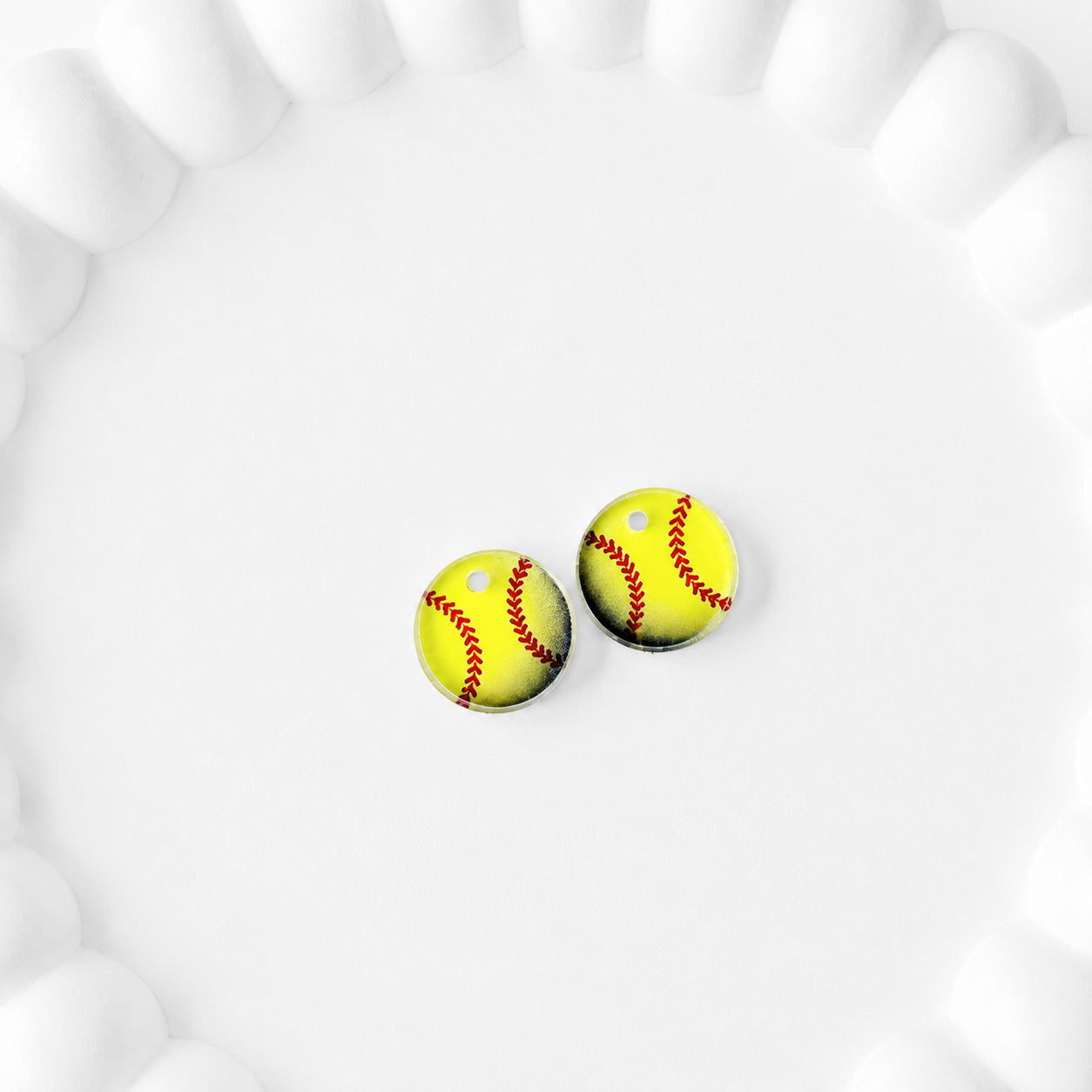 Softball One-Hole Stud Connector Blank (5 Pairs), Acrylic Print & Cut, Laser Blank #29