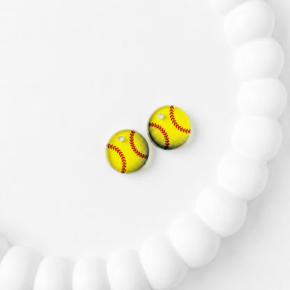 Softball One-Hole Stud Connector Blank (5 Pairs), Acrylic Print & Cut, Laser Blank #29