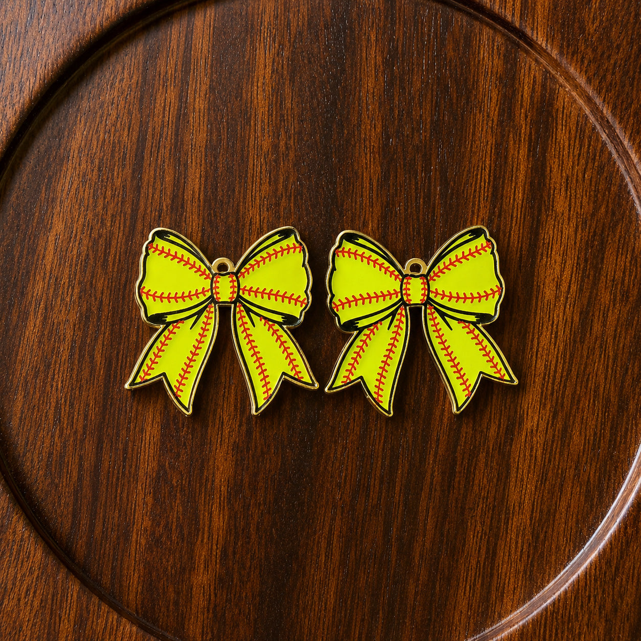 Petite Softball Tailored Bow Earring Blank (1 Pair), Acrylic Print & Cut, Laser Blank #36