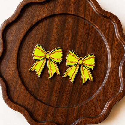 Petite Softball Tailored Bow Earring Blank (1 Pair), Acrylic Print & Cut, Laser Blank #36