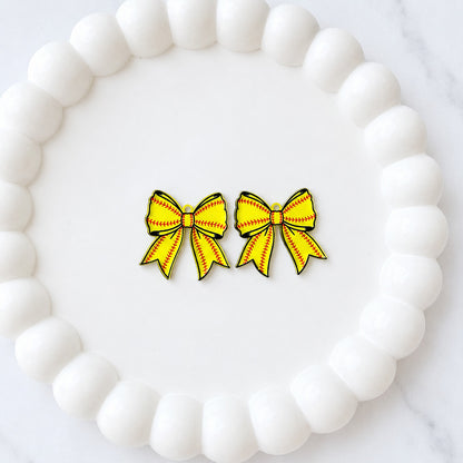 Petite Softball Tailored Bow Earring Blank (1 Pair), Acrylic Print & Cut, Laser Blank #36