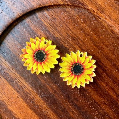 Petite Sunflower Earring Blank (1 Pair), Acrylic Print & Cut, Laser Blank #56