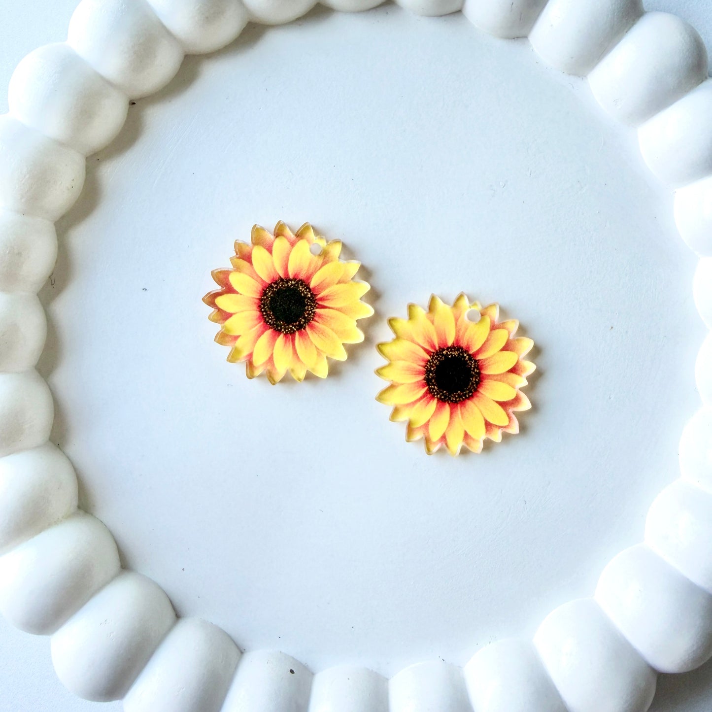 Petite Sunflower Earring Blank (1 Pair), Acrylic Print & Cut, Laser Blank #56