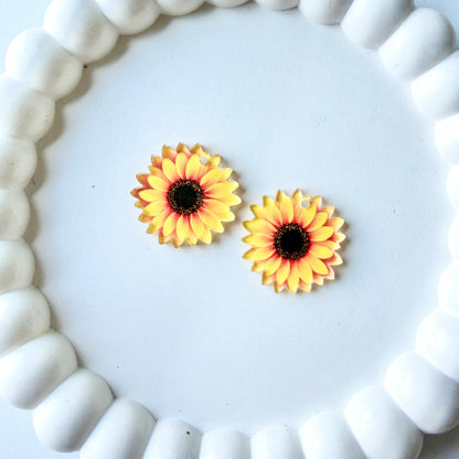 Petite Sunflower Earring Blank (1 Pair), Acrylic Print & Cut, Laser Blank #56
